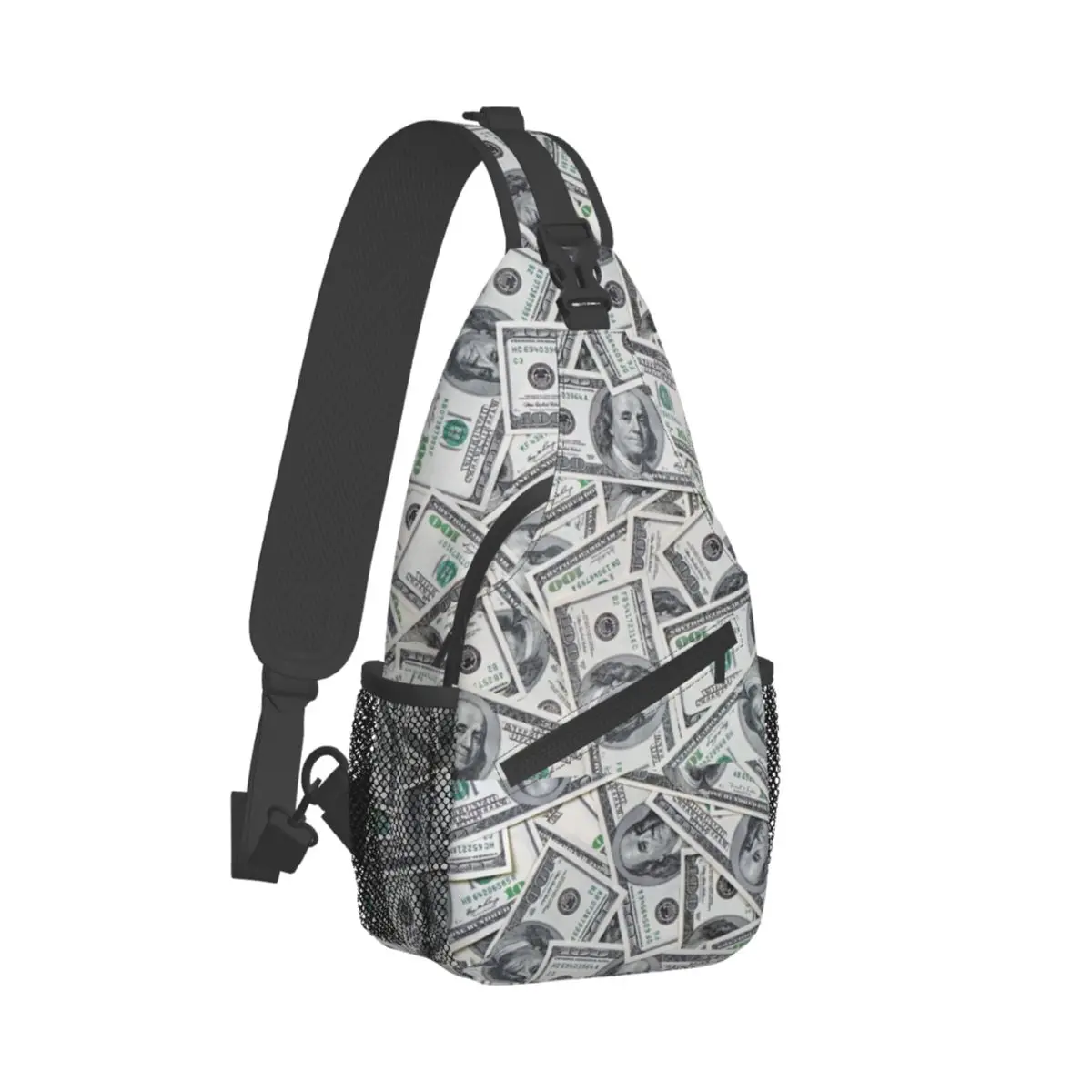 

100 Dollar Bills USA Sling Bag Chest Crossbody Shoulder Sling Backpack Outdoor Sports Daypacks Money Pattern Cool Bag