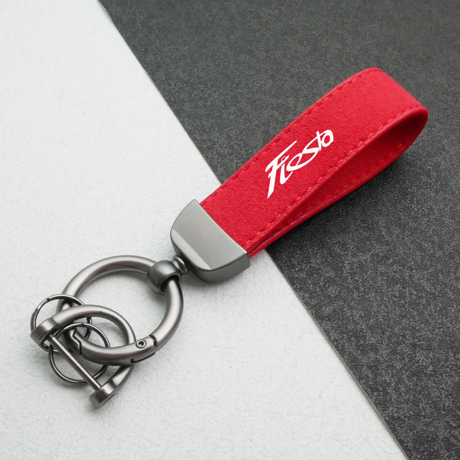 High-Grade Suede Keychain Car Sport Key Ring With Horseshoe Buckle For Focus Fiesta Styling Accessories