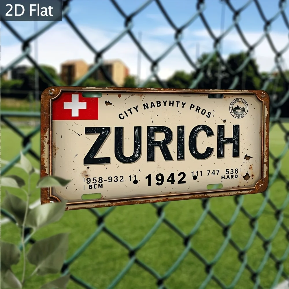 2D Flat - This 2D Decorative Piece Is Made Of, Measuring 12X6 Inches (30X15 Cm), Featuring a Flat, Vintage Metal Design. It'S Pe