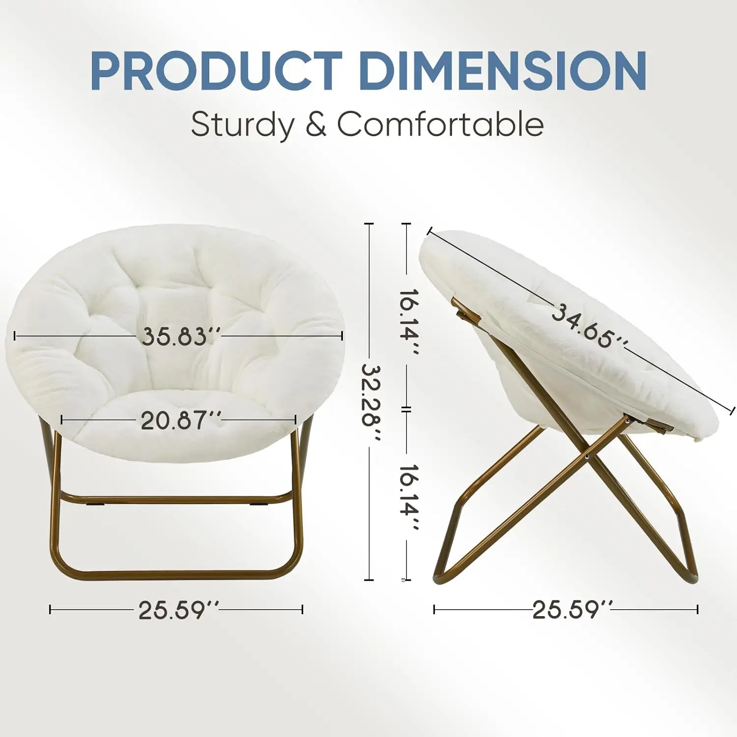 

Dumos Comfy Saucer Chairs Cozy Faux Fur Soft Lounge Cute Folding Bedroom Living Room Seat Flexible Reading Foldable Seating For