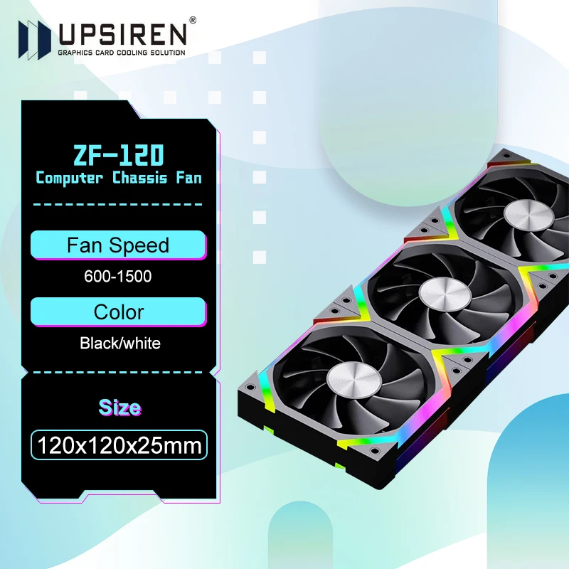 UPSIREN ZF-120 Computer Chassis Fan,12cm ARGB 4 Pin PWM Quiet Cooling Fan ，Regular /Reversed Dual mode selection
