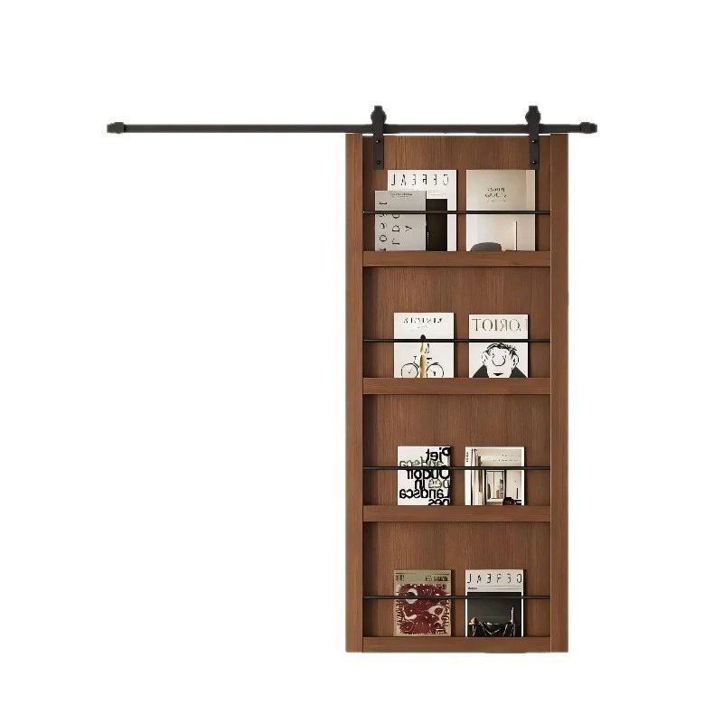 Solid wood door hanging rail full set magazine door  cloakroom rack bathroom sliding partition