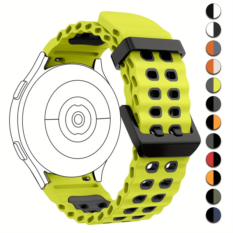 BUSKOZ Dual-Tone Silicone Watch Strap For Samsung Galaxy Watch 7/6/5/4/FE Breathable Quick-Release Buckle Watch Strap