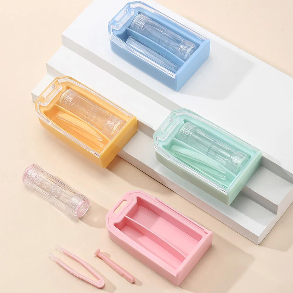 Color Contact Lenses Container with Tweezers Colorful Lenses Acessory Lens Case Box for Travel Eyewear Accessories