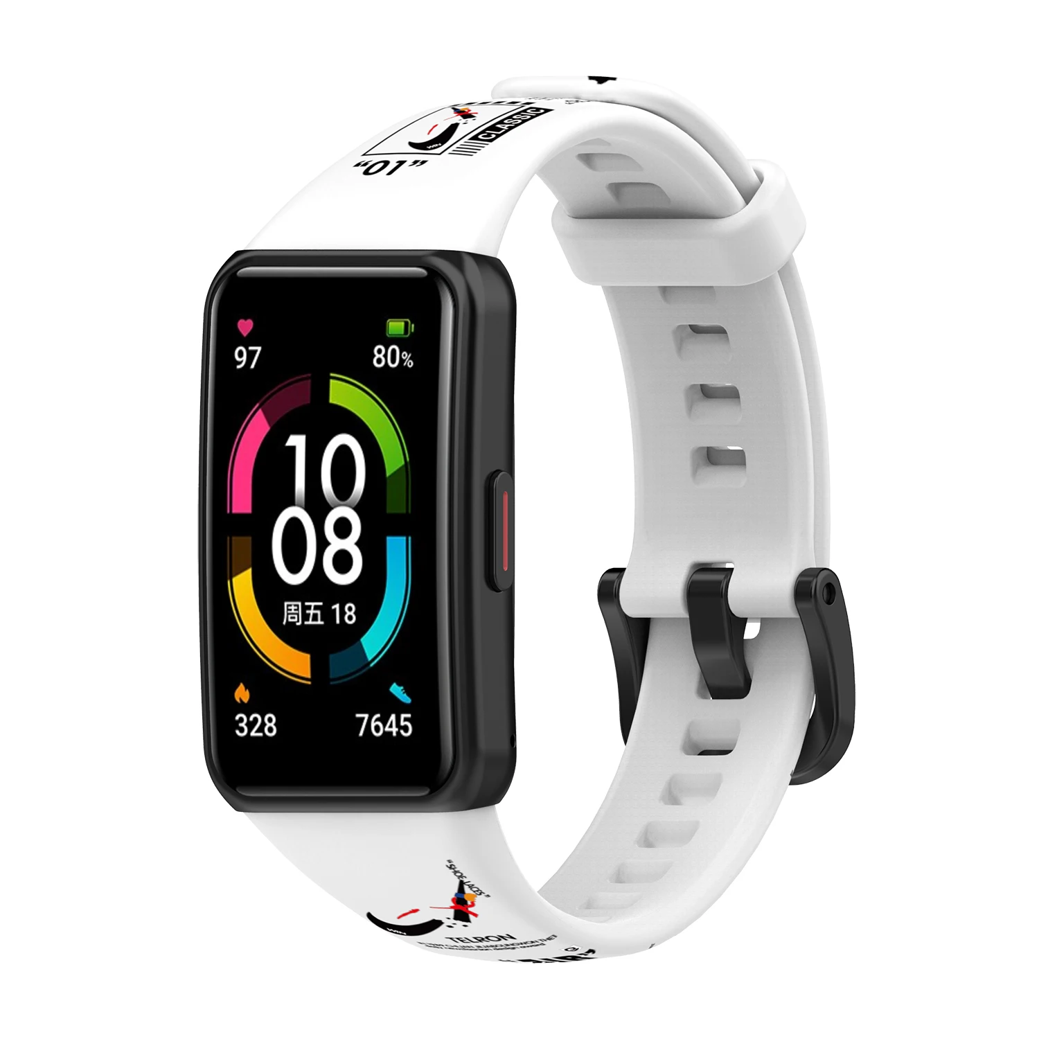 Bracelet de montre en silicone pour Huawei, bracelet à motif de camouflage de dessin animé, bracelet Honor Band 6 Pro, mode