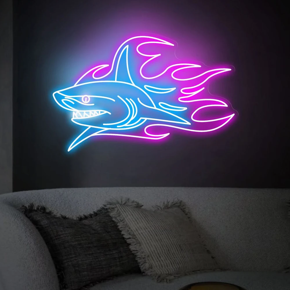 Haaienpatroon Neon Bord Kamer Creatieve Kunst Neon Lichten Muur Hangen Neon Bord Decoratie Gepersonaliseerd Decor Led Nachtlamp