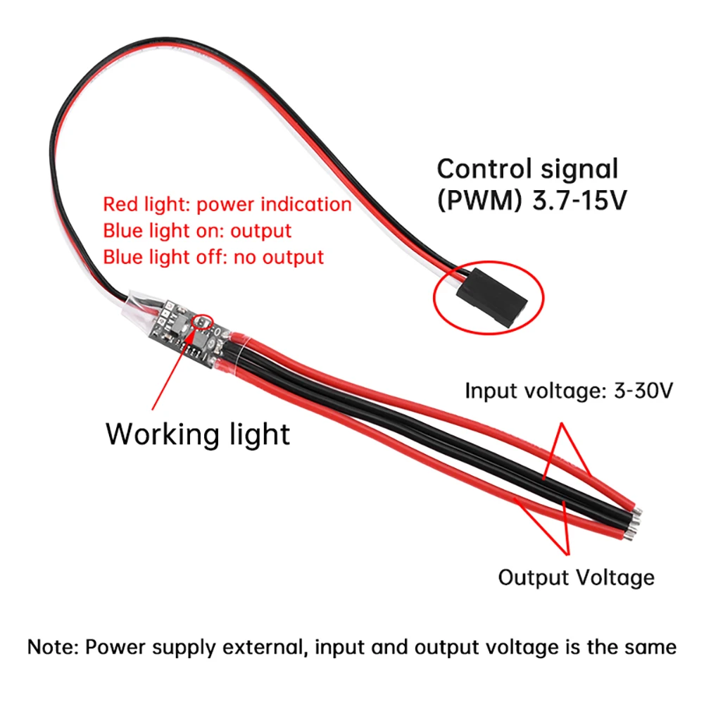 Interruptor de Control remoto electrónico de alta corriente, modelo de avión aéreo, bomba de agua, interruptor de Control de señal PWM, 8A/17A, 3-30V