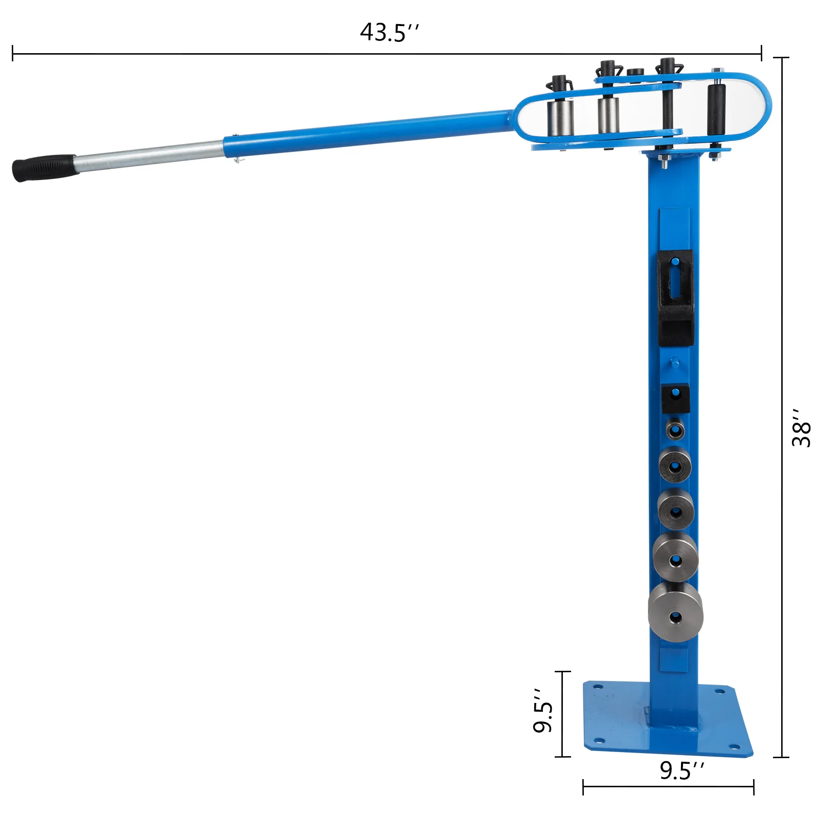 VEVOR YP-38 Floor Mounted Compact Bender with 7 Dies Mutifunctional 44in Telescopic Rubber Handle Copper Steel Tube Bending Tool