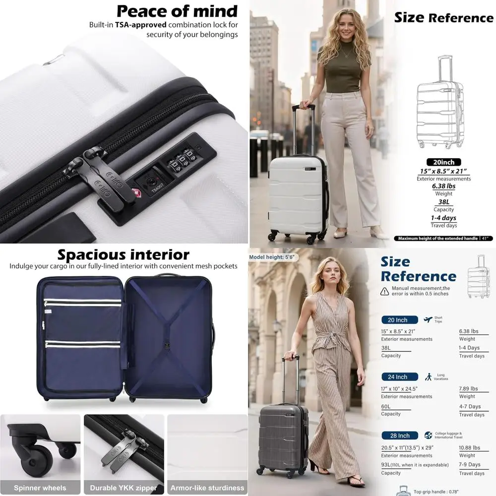 

Легкий 20-белый твердый чемодан для ручной клади TSA-Lock PC+ABS Spinner