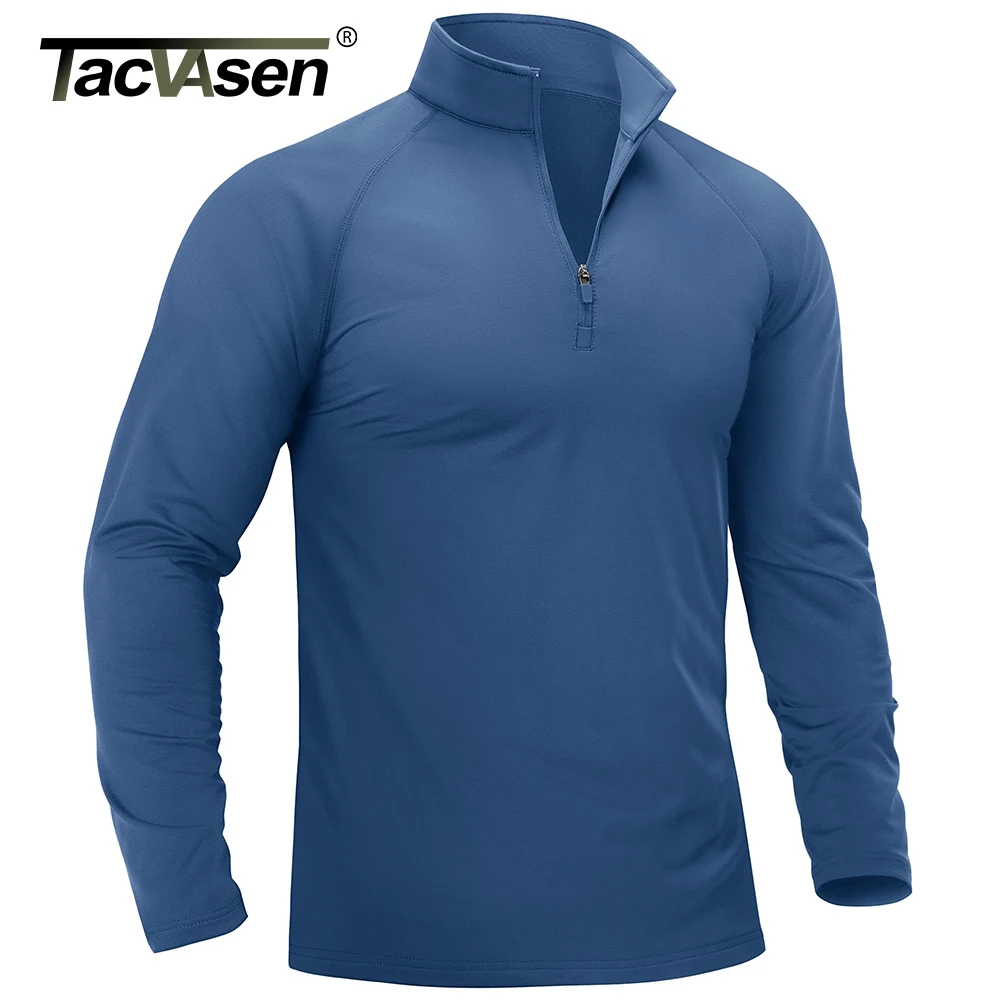 TACVASEN Warm Fleece Lining T-shirts Men's 1/4 Zip Thermal Long Sleeve Tee Shirts Autumn Winter Hiking Jogging Pullover Tops