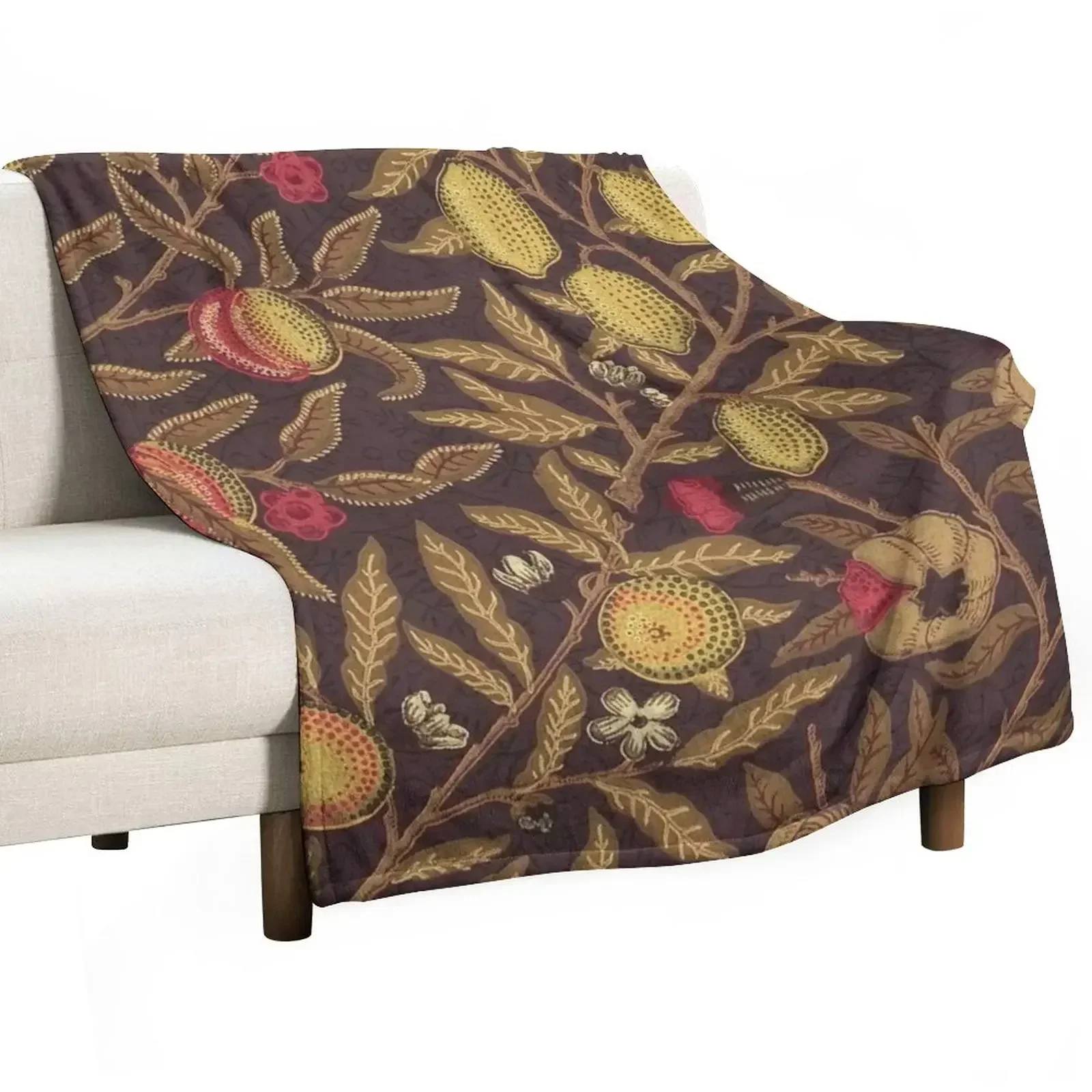 

New Fruit Trees Vintage Pattern by William Morris Throw Blanket Plaid on the sofa Nap Blankets