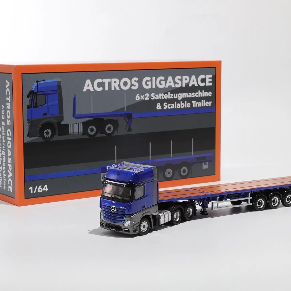 

GCD 1/64 Mercedes-Benz Actros трехосный трактор с выдвижным прицепом, модель автомобиля из сплава, подарок
