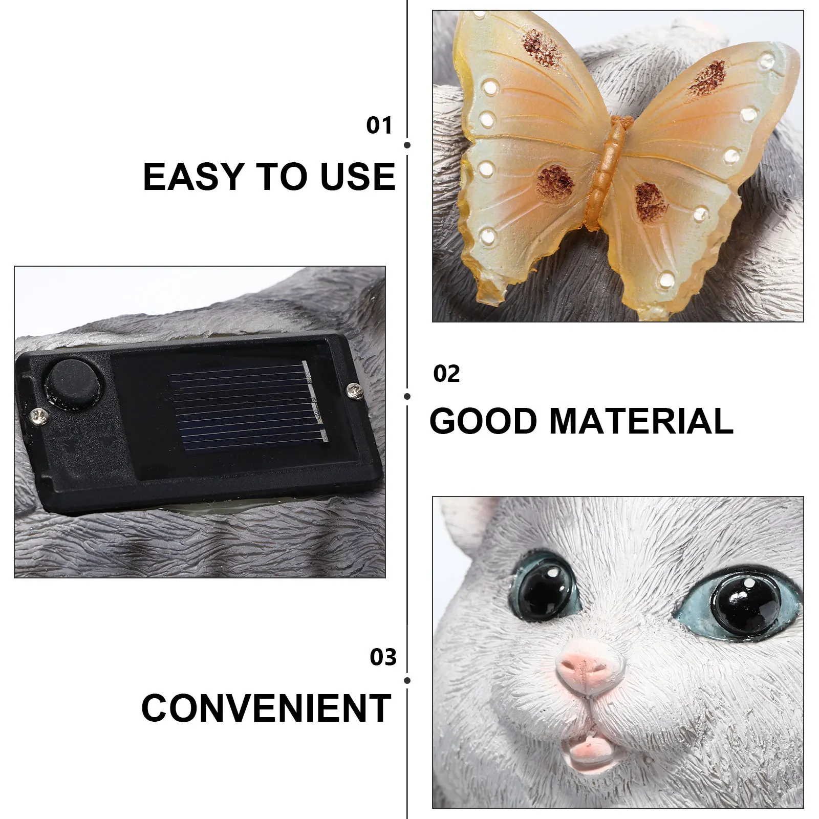 

Resin Cat Solar Lamp Decor Vivid Delicate Design Perfect Yard Garden Lawn nament Outdoor Party Gift Solar Energy Light