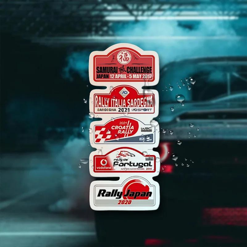 1 SET „Trendy Rally Racing Car“-Aufkleber, Multi-Country-Rally-Event-Designs, wasserfeste Vinyl-Aufkleber zum Personalisieren Ihres Autos
