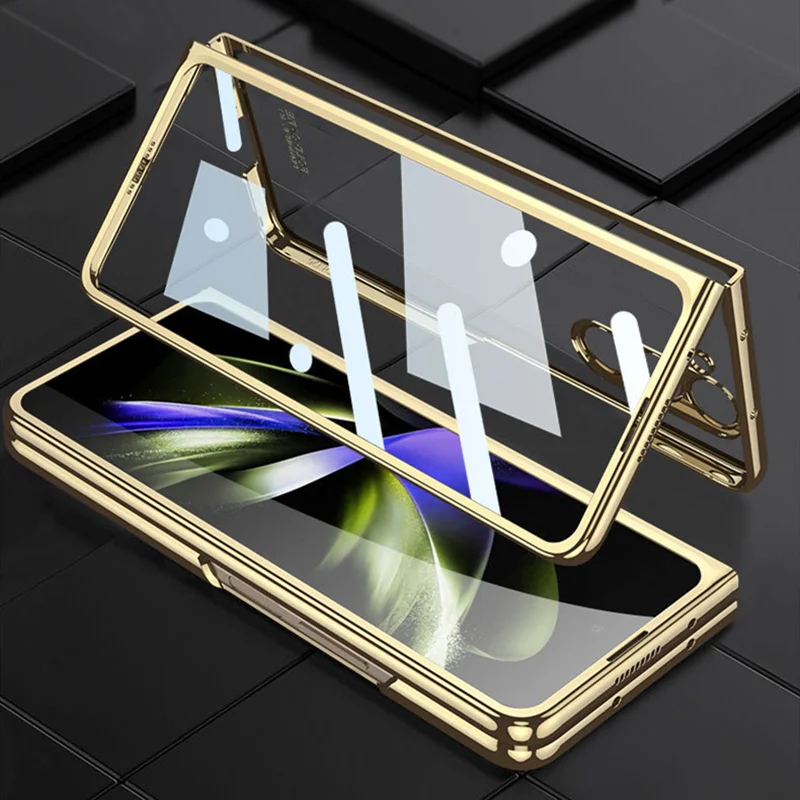 Przezroczyste etui z powłoką ochronną do Samsung Galaxy Z Fold 7 6 5 4 z przednim szkłem ochronnym, twarde plastikowe przezroczyste etui. — zdjęcie produktu 6