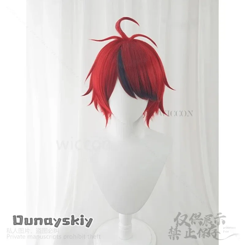 2025 11 المائة لعبة خط تأثيري سومينو تاكومي أنيمي شعر مستعار قصير أحمر للجنسين مقاومة للحرارة الشعر الاصطناعية حفلة الهالوين كوس