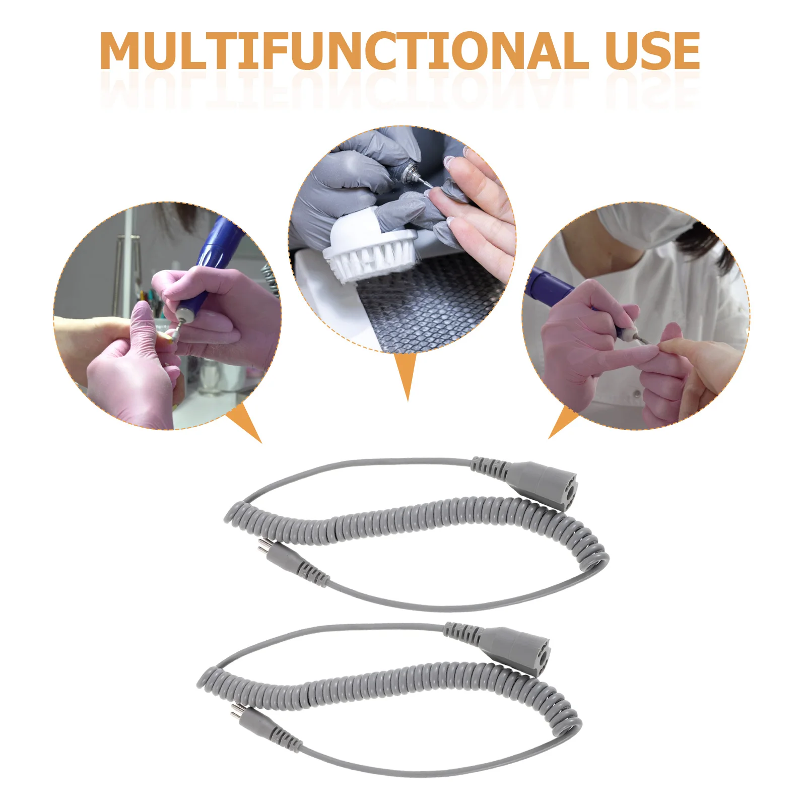 2Pcs Nail Drill Cord Replacement High Speed Motor Cable Power Supply for Electric Manicure Machine Stable Performance Compatible