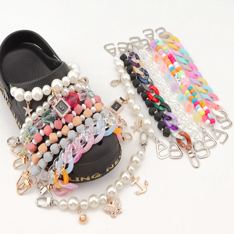 Bling Jewelry Shoes Chain Charms Shoe Charm DIY Decoration Clog Sandals Favors Gifts for Party Christmas for Girl Boy 2Pcs