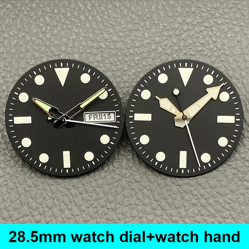 Mod 28.5mm Watch Dial and Watch Hand Combination Crown at 3 /3.8 /4.1 o'clock Fits 7S NH35 NH36 4R Automatic Movement Customized