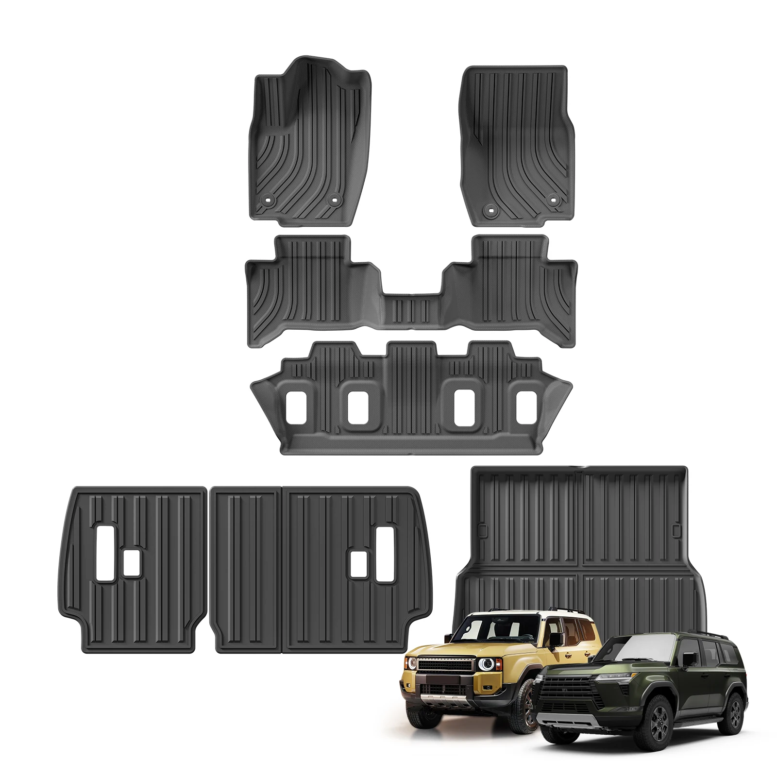 for 2024 Toyota Land Cruiser Prado J250 LC250 5seat US Version Car Floor Mats Trunk Pad TPE 3D Foot Mat Black Left Rudder