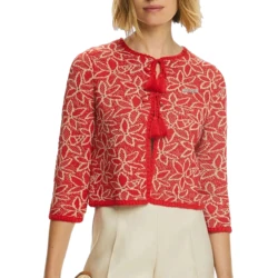 Abrigos cortos con cordones y borlas para mujer, cárdigan de manga tres cuartos con cuello redondo, Tops informales a la moda para oficina, 2024