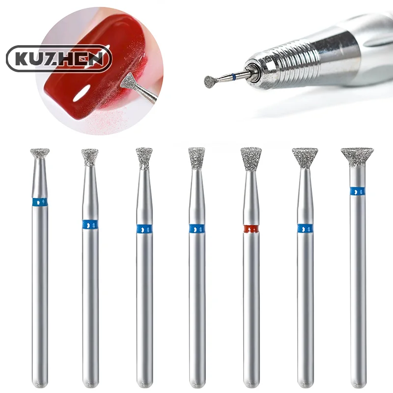 7Pcs/Set Cuticle Clean Nail Drill Bit Remove Overflow Glue Tool Nail Edge Treatment Diamond Grinding Machine Accessories