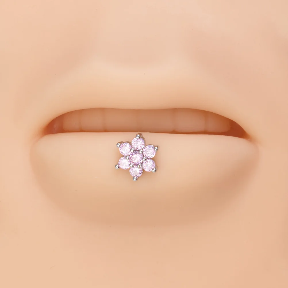 1pc Zircon Labret Studs 16G Flower Moon Lip Monroe Piercing Internally Threaded Steel Medusa Ring Helix Cartilage Tragus Earring