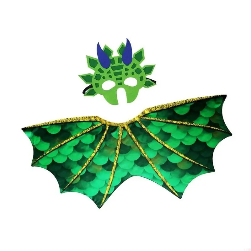 إكسسوارات Cosplay Dinosaur Dragon Wing Cloak وقناع Boy Girl Halloween F3MD
