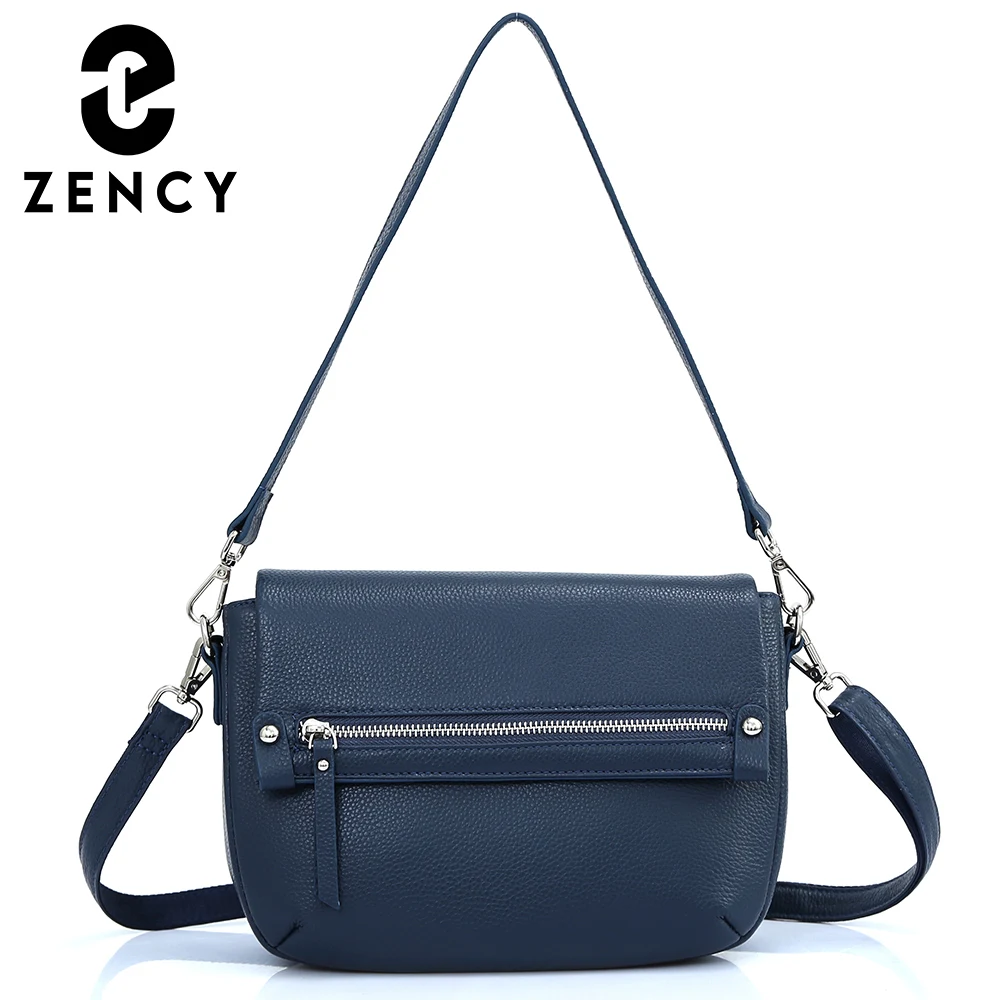 Zency Genuine Leather Shoulder Bag For Women Simple Vintage Casual Crossbody Small Handbag Classic Lady Tote Messenger Bag