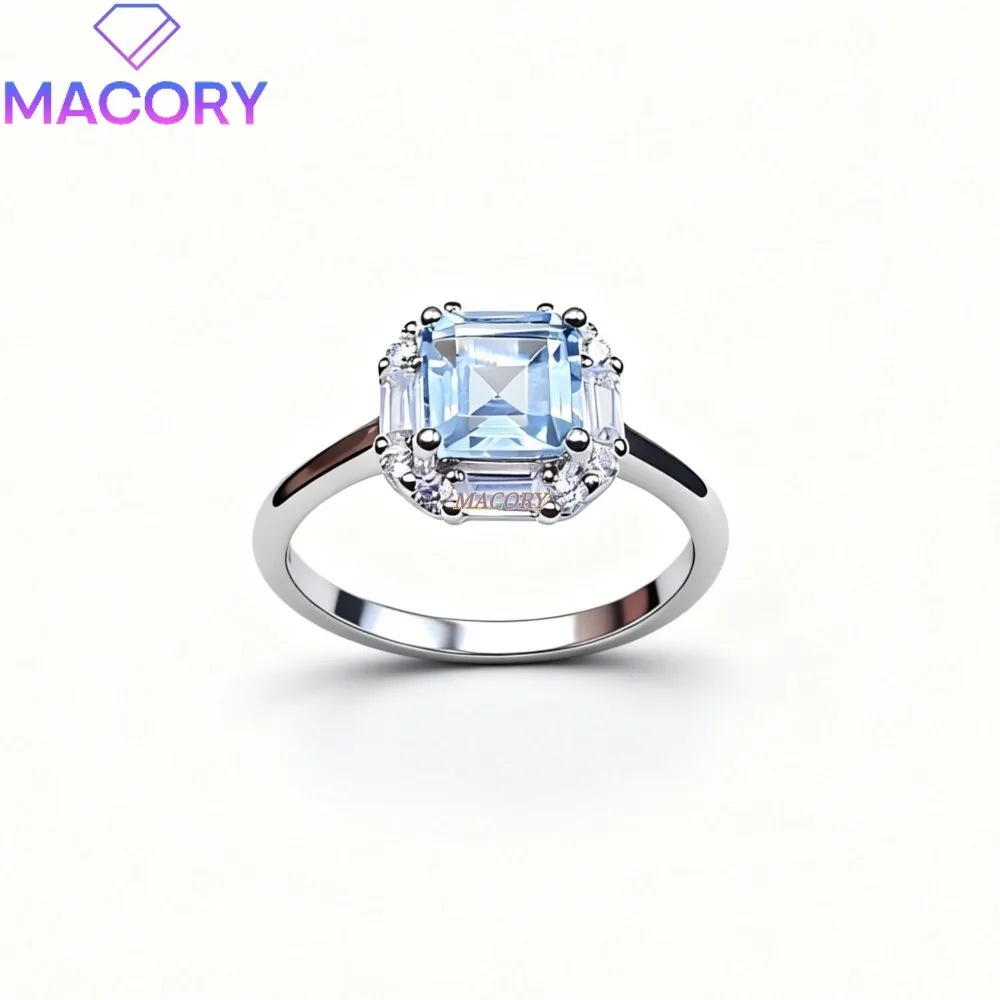 

Natural Sky Blue Topaz Ring for Women S925 Sterling Silver Ring Luxury Jewelry Accessory Christmas Anniversary Gift First Choice
