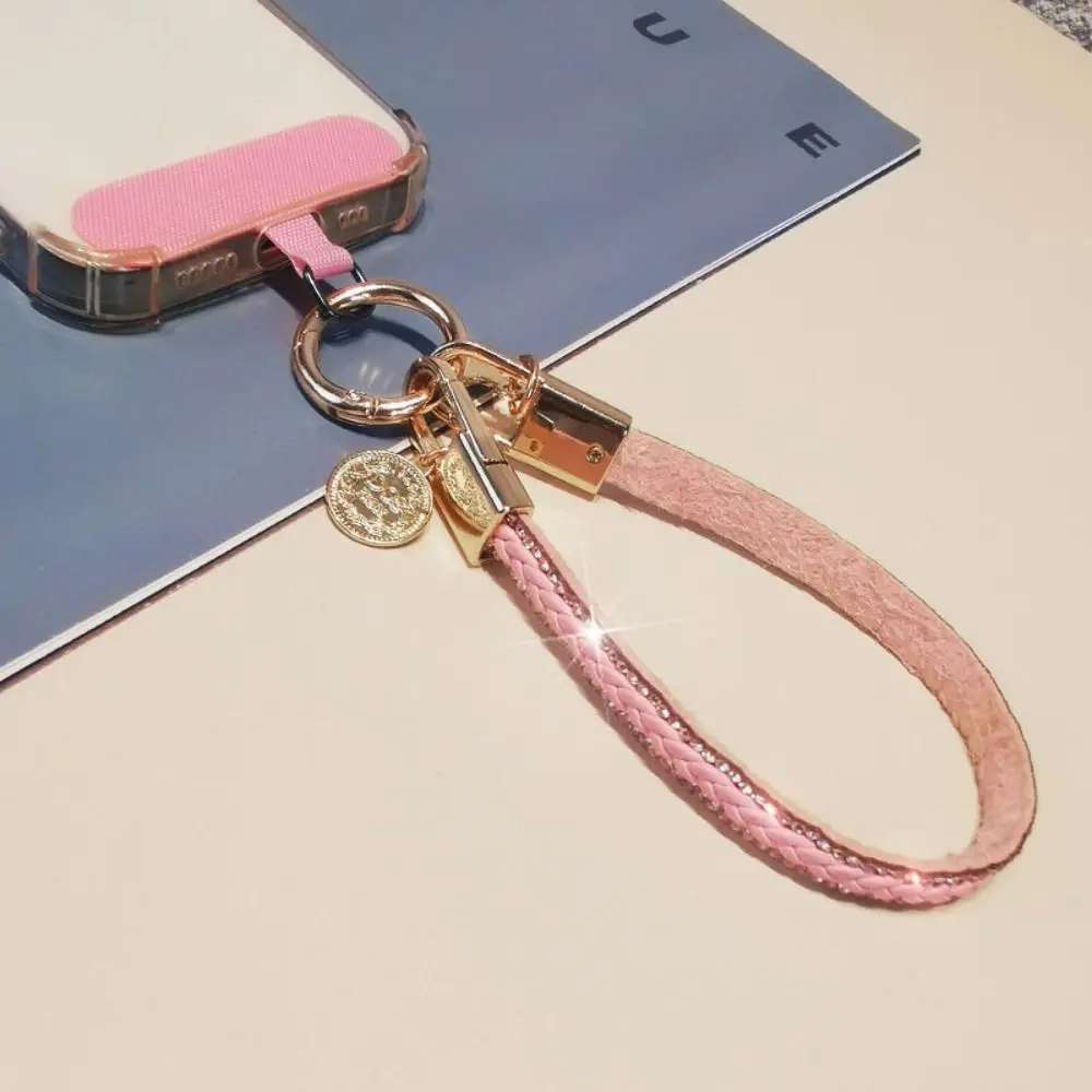 PU Leather Leather Wrist Mobile Phone Lanyard Anti-loss Short Leather Durable Portable Pendant Chain Portable Rhinestone