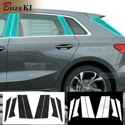 아우디 A3 8Y 2021-2023 자동차 외장 A/B 윈도우 필러 스크래치 방지 액세서리 투명 블랙 TPU 보호 필름 PPF 수리