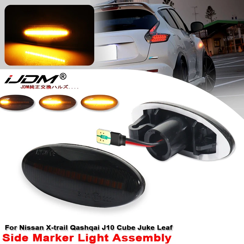 2 luces LED dinámicas de señal de giro para Nissan Qashqai J10 X-trail T31 Cube Juke Leaf Micra K13 Note E11 NV200