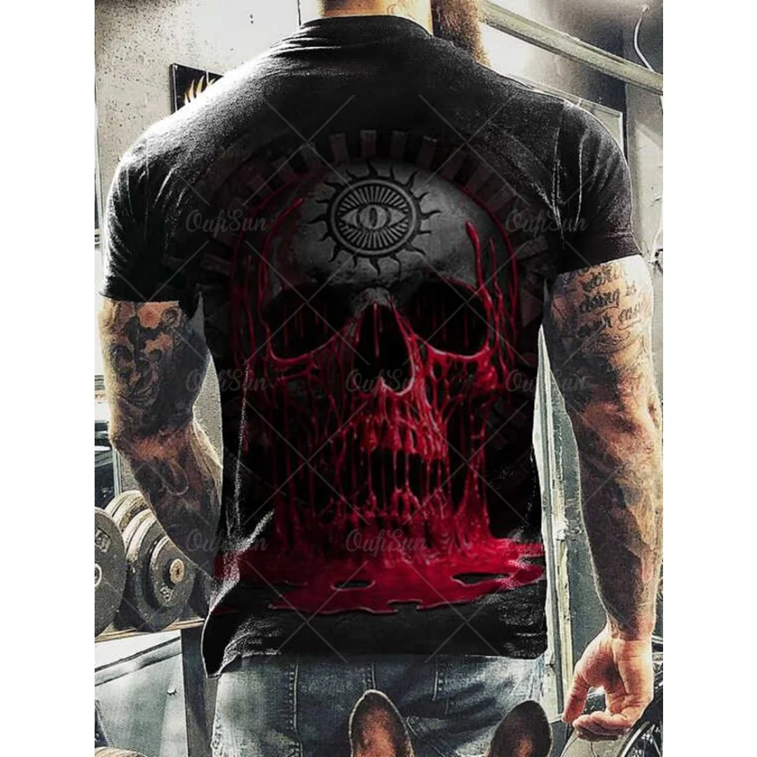 هالوين روك الشرير الجمجمة الجرافيك تي شيرت ثلاثية الأبعاد الطباعة الصيف الترفيه الجافة بسرعة تي شيرت رجالي ملابس الأطفال المحملة Y2k امرأة