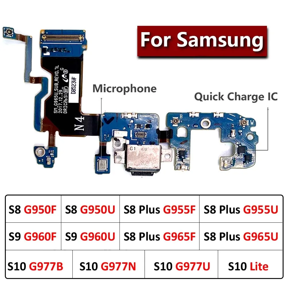 For Samsung S8 S9 Plus S10 Lite 5G G950F G955F G965F USB Charging Dock Connector Flex Cable Microphone Board