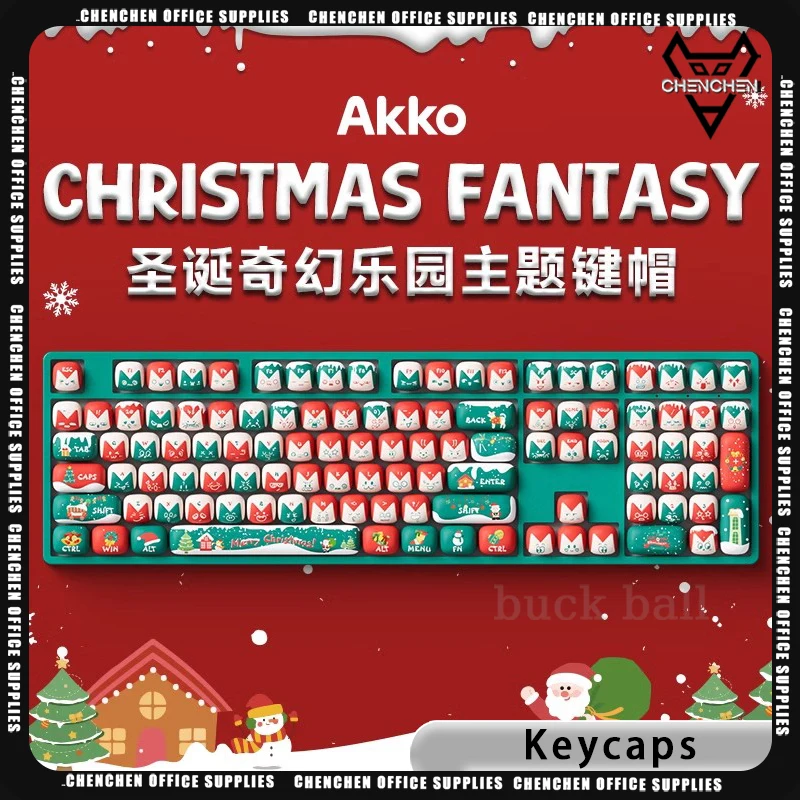 Akko Mog Keycaps Cute Pbt Sublimation Cute Round Keycaps 137key Pc Office Game Mechanical Keyboard Customized Christmas Gift