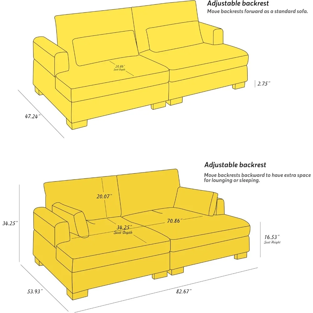 Multifunctional Sofa Bed，Easily Converts from Couch to Sofa Bed, Comfortable Thick Seat Cushion，Loveseat Couch