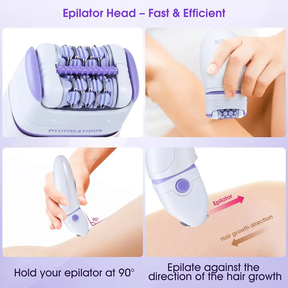 Kemei 3in1 electric epilator for women shaver leg body hair removal facial lady bikini trimmer epilator for face rechargeable