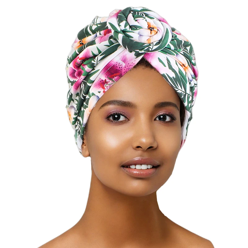 Women African Print Turban Hat Scrunchies Knot Headwrap Stretch Bandanas Party Headwear Ladies Headscarf Hair Accessories