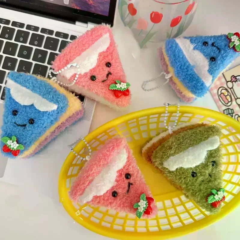 LLavero de sándwich de felpa de simulación de dibujos animados, muñeca creativa Kawaii, colgante para mochila, llave colgante, accesorios de decoración, regalo