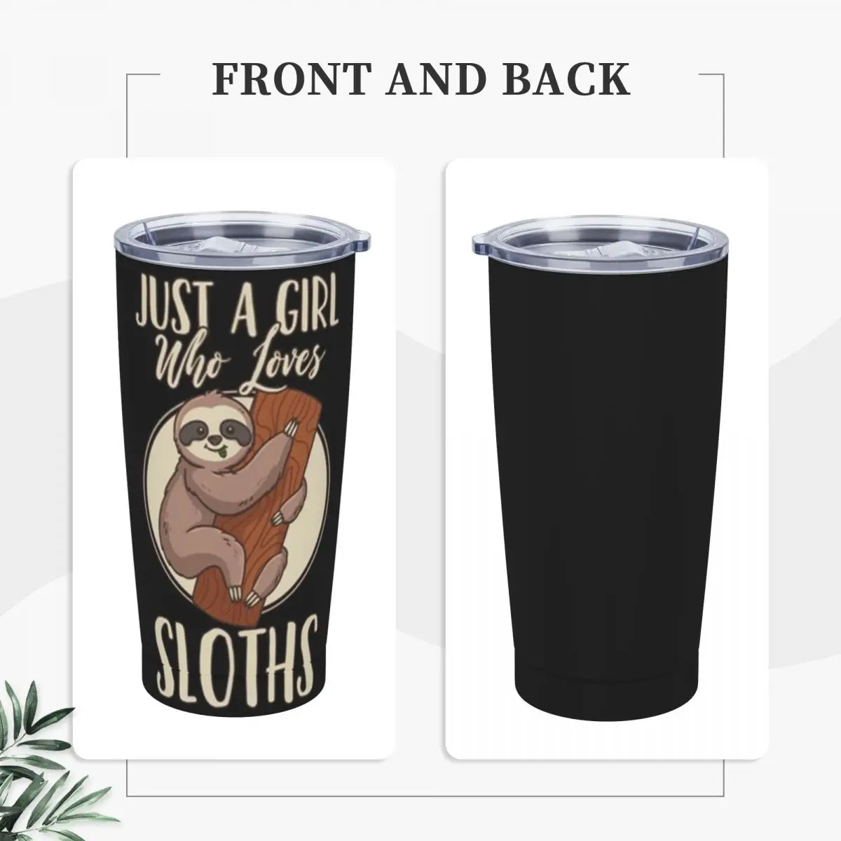 Stainless Steel Tumbler Kawaii Sloth Mugs Cup With Straws Animal Driving Hot Drinks Water Bottle Portable Large Thermal Mug