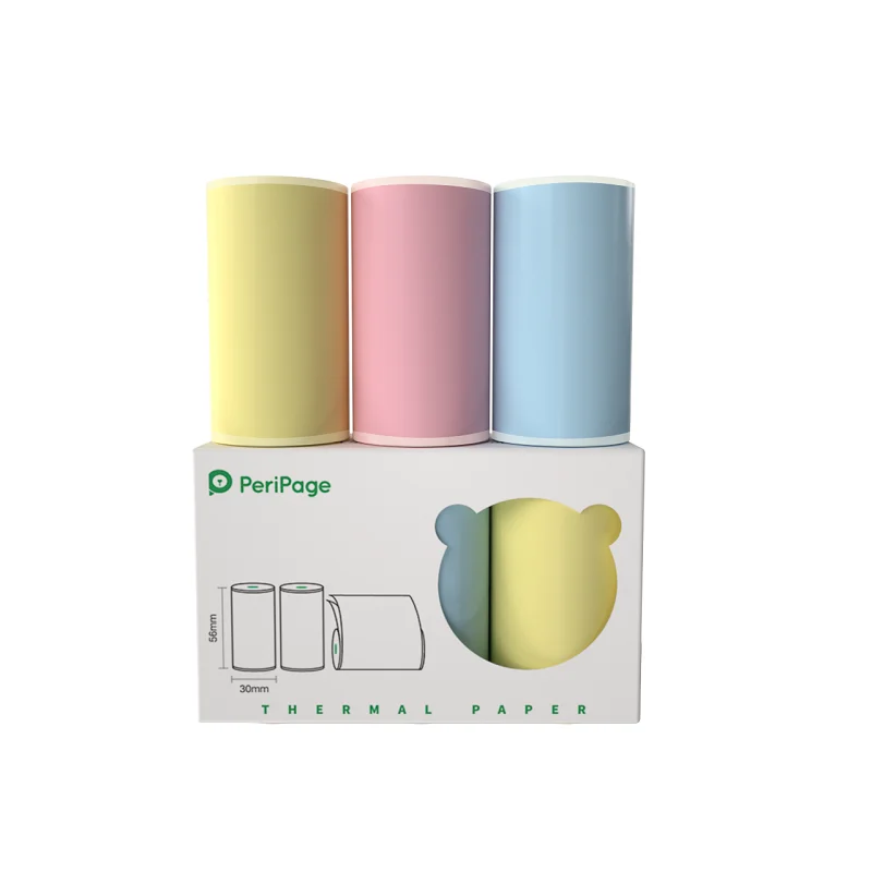 Mini Printer White and Color Thermal Paper/ Sticky Paper Waterproof Oil-proof Scratch-Proof 3 Rolls/ 1 Box 56*30 Mm / 2.2*1.2 In