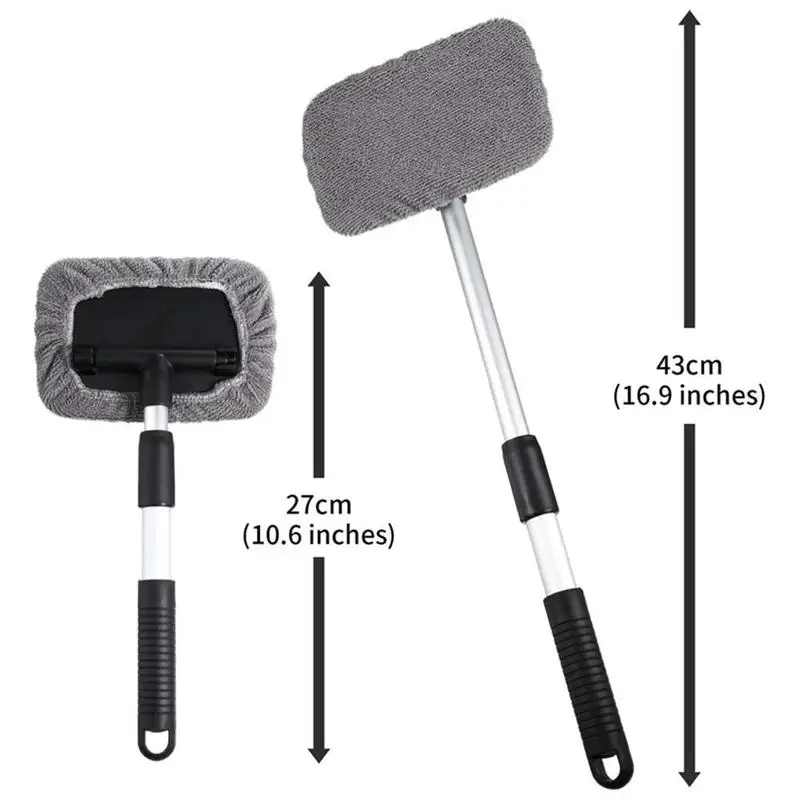 Car Window Cleaner Brush Mop Windshield Fog Cleaning Tool  Retractable Aluminum Handle with 8pcs Microfiber Covers