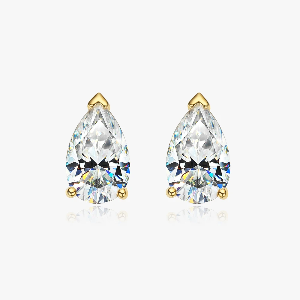 OEVAS Klassische 100% 925 Sterling Silber Birne Echt Moissanite Edelstein Ohr Studs Weiß Gold Ohrringe Feine Schmuck Geschenke Großhandel