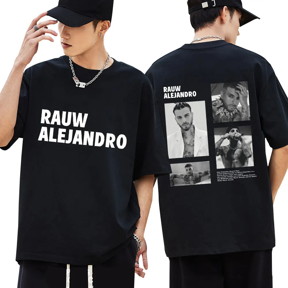 Hip Hop Rapper Rauw Alejandro T Shirts Men's Harajuku Vintage Hip Hop Short Sleeve Fashion 100% Cotton Loose T-shirts Streetwear