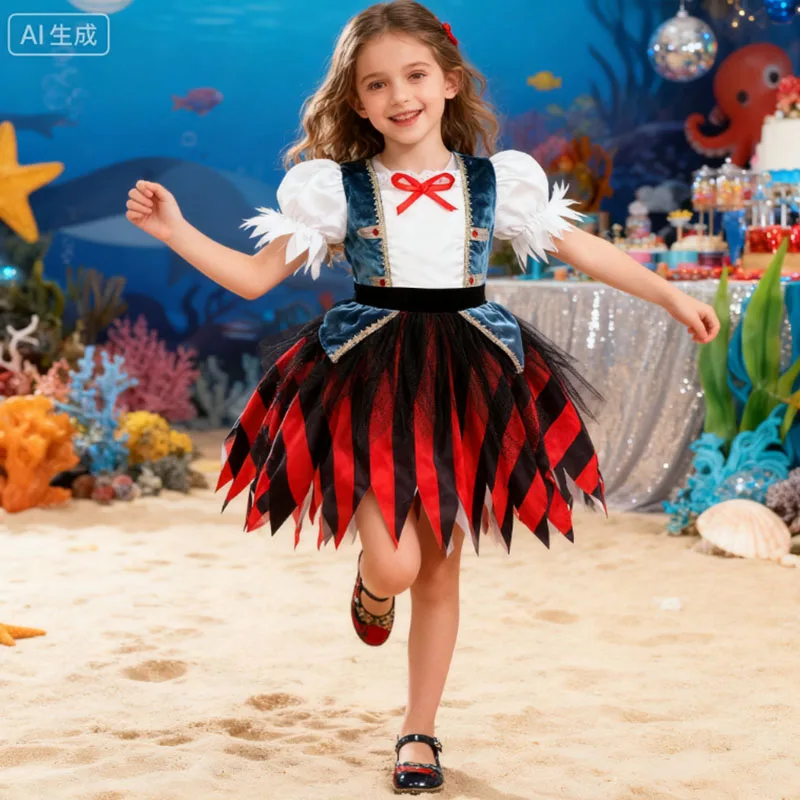 

Carnival Costume For Children Pirate Cosplay Costumes Buccaneer Princess Dress With Accessories Sets Ocean Theme Party Dress