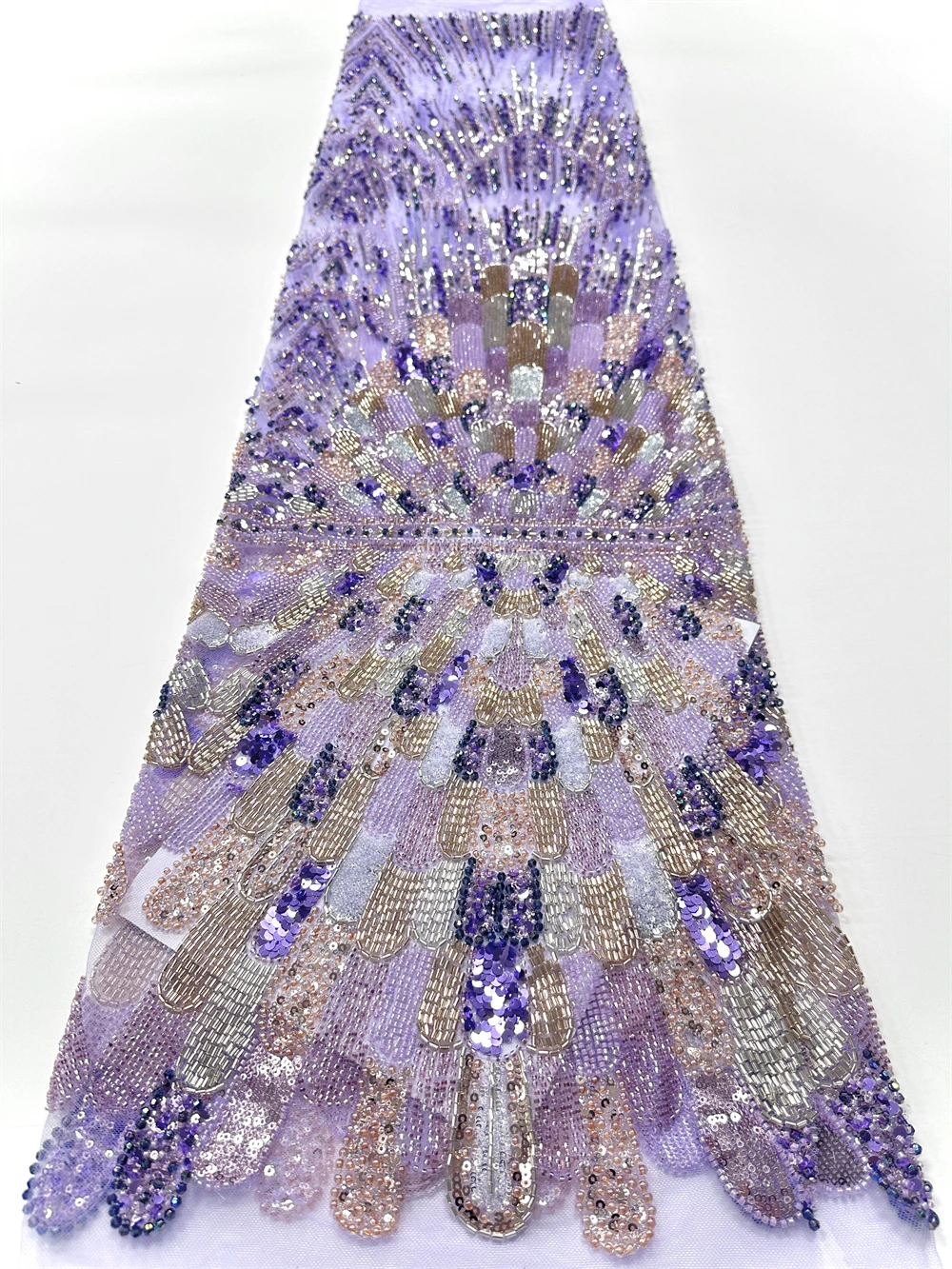 African lace fabric sequin beaded embroidery Nigerian bride, high-quality French chiffon lace fabric sequin