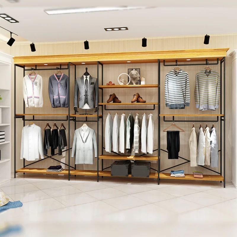 [Customized]Custom modern garments display systems men's jeans sport clothes wall display rack