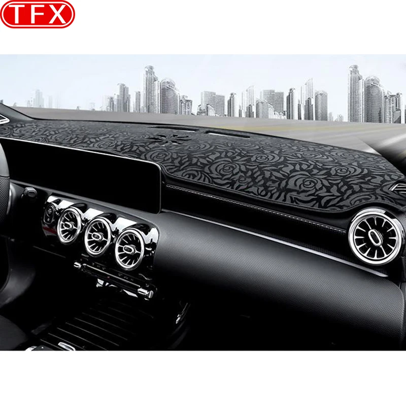 Flannel Dashmat Dashboard Cover Sun Shade Dash Board Cover Carpet For Mercedes Benz A-Class W177 A160 A180 A200 A45 Accessories