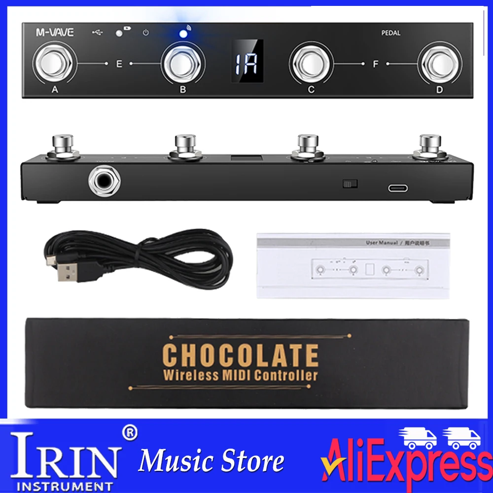 m-vave-chocolate-midi-controller-bt-rechargeable-4-buttons-midi-controller-pedal-app-control-wireless-transmission-system